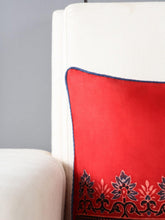 Ajrakh Silk Cushion Cover & Filler Red & Indigo, 12x24 - Eyaas